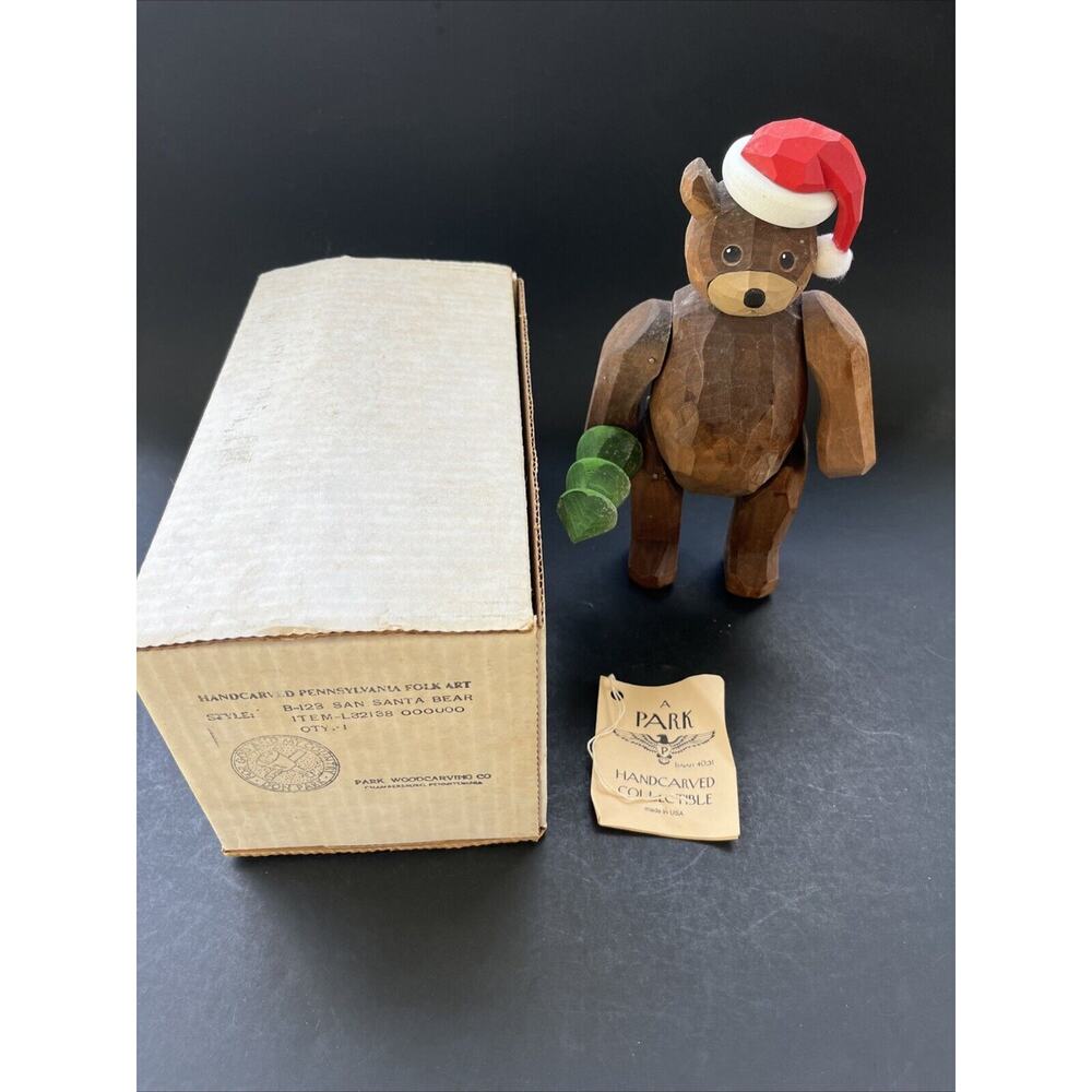 Wood Bear 1996- 9”- Carved Signed Project- With Original Box
